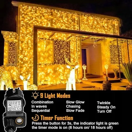 JOYCOME LED Lichtgordijn Waterdicht 6x3m 600 LED 8 Modi — foto 5