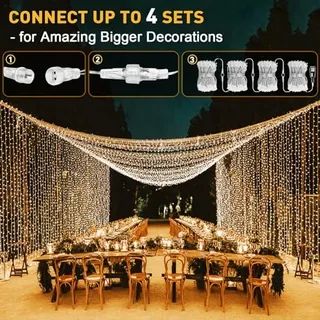 JOYCOME LED Lichtgordijn Waterdicht 6x3m 600 LED 8 Modi — miniatuur 7