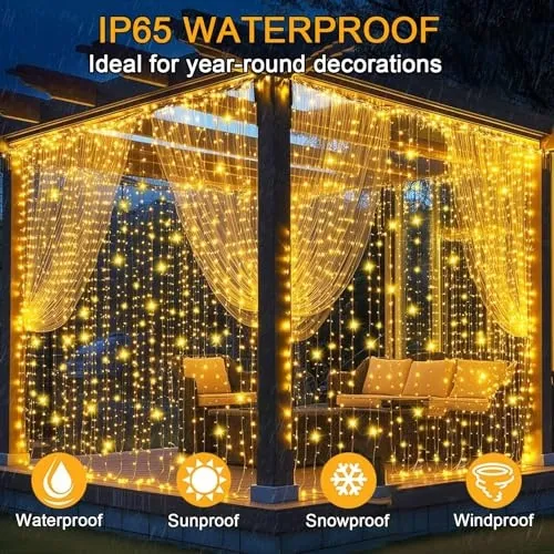 JOYCOME LED Lichtgordijn Waterdicht 6x3m 600 LED 8 Modi — foto 8