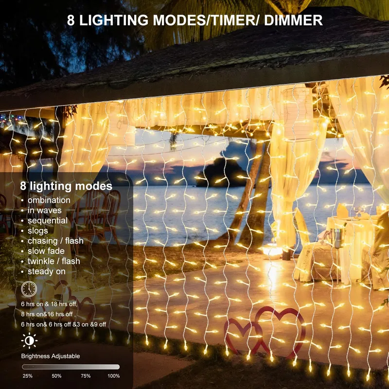 CERIAL Lichtgordijn Buiten 4X2M 300LED Waterdicht — foto 2