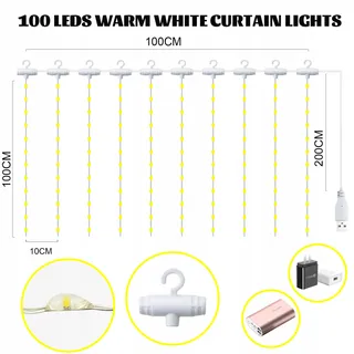 MUSUNIA Lichtgordijn Binnen USB 1x1M 100 LED — miniatuur 5