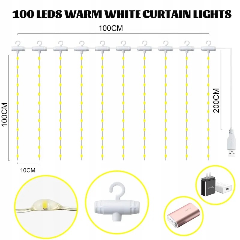 MUSUNIA Lichtgordijn Binnen USB 1x1M 100 LED — foto 5