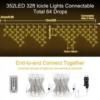 TARGETONE Lichtgordijn Binnen Buiten 352 LED 10m 11 Modi — miniatuur 6