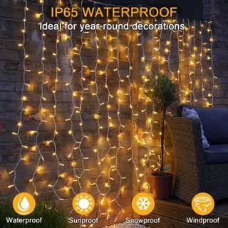 YOWIN LED Lichtgordijn Waterdicht 3x3M 300 LED — miniatuur 2