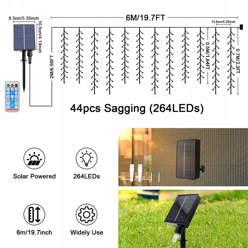 MXJFYY Solar Lichtsnoer Waterdicht 8M 264 LED — foto 3