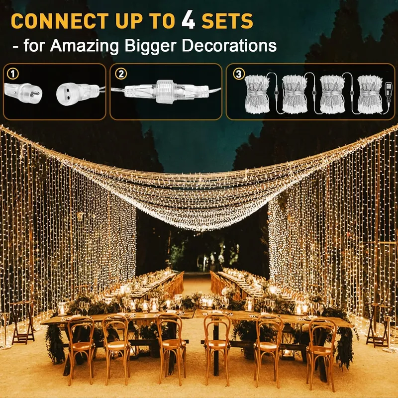 JOYCOME Lichtgordijn Waterdicht 6x3m 600 LED 9 Standen — foto 7