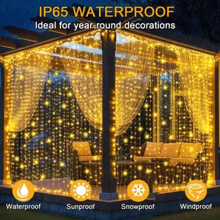 JOYCOME Lichtgordijn Waterdicht 6x3m 600 LED 9 Standen — miniatuur 8