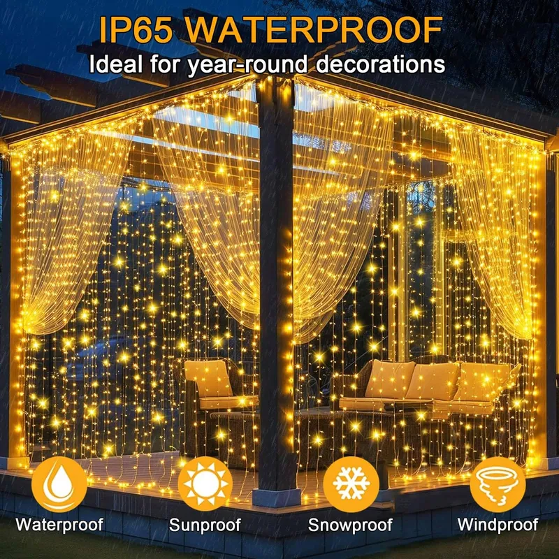 JOYCOME Lichtgordijn Waterdicht 6x3m 600 LED 9 Standen — foto 8