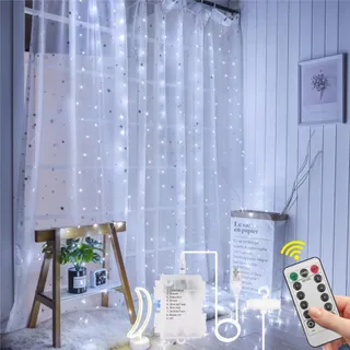 AOMIG LED Gordijnverlichting USB 3x3M Afstandsbediening Timer — miniatuur 1