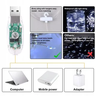 AOMIG LED Lichtgordijn Decoratief Wit USB 3x3M — miniatuur 4