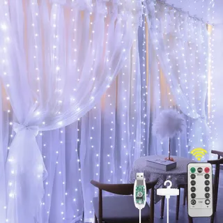 AOMIG LED Lichtgordijn Decoratief Wit USB 3x3M — miniatuur 1