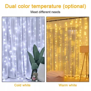 AOMIG LED Lichtgordijn Decoratief Wit USB 3x3M — miniatuur 5