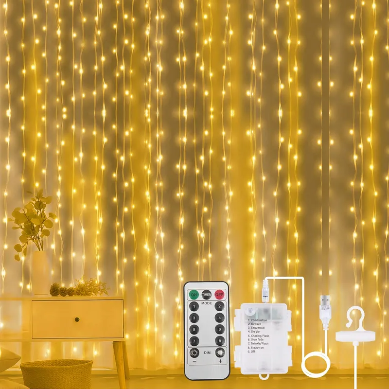AOMIG LED Gordijnverlichting USB 3x3M Timer Waterdicht — foto 1