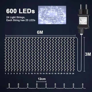YOWIN LED Lichtgordijn 6x3m 600 LED Met Stekker — miniatuur 3