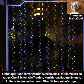 HXWEIYE LED Lichtgordijn Multikleur 300 LED 3x3m 8 Modi — miniatuur 4