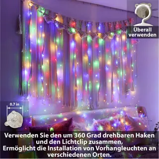 HXWEIYE LED Lichtgordijn Multikleur 300 LED 3x3m 8 Modi — miniatuur 1