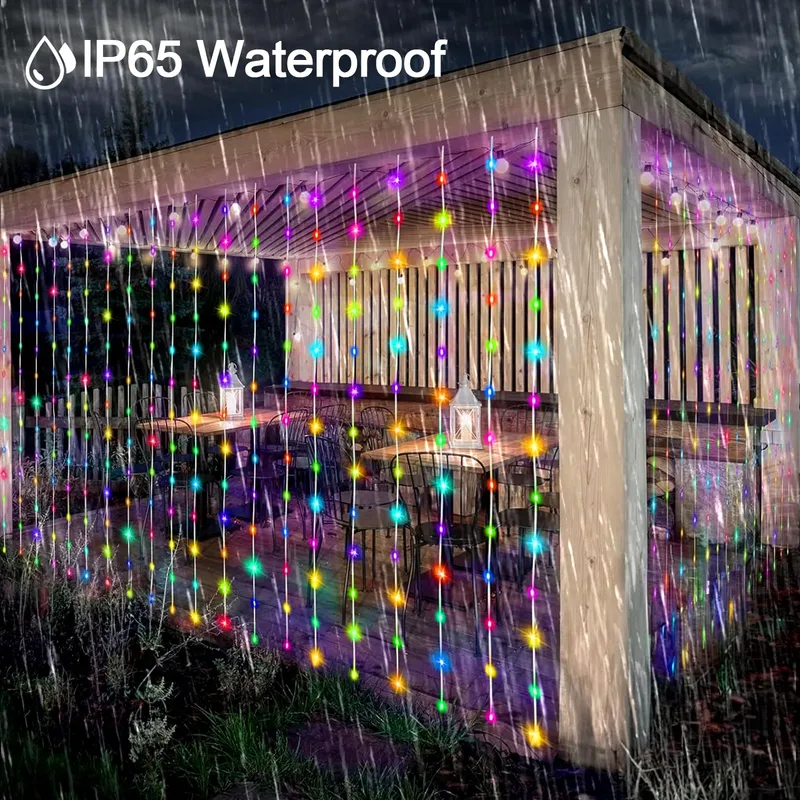 ACXILEXY Solar Lichtgordijn Buiten 3x3M 300 LED Afstandsbediening — foto 2