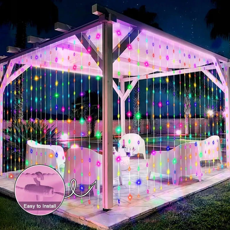 ACXILEXY Solar Lichtgordijn Buiten 3x3M 300 LED Afstandsbediening — foto 5