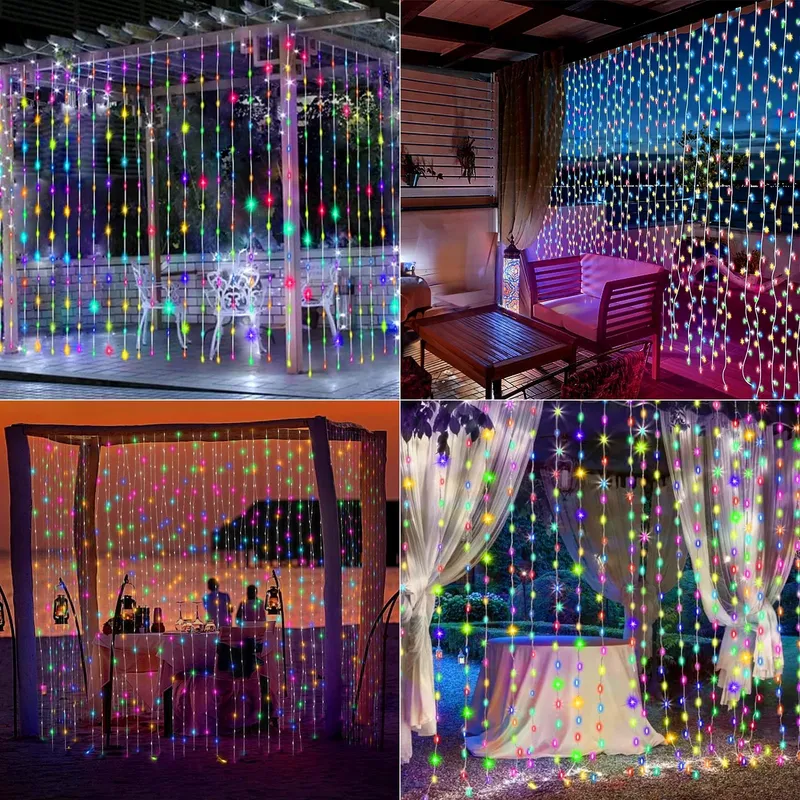 ACXILEXY Solar Lichtgordijn Buiten 3x3M 300 LED Afstandsbediening — foto 6