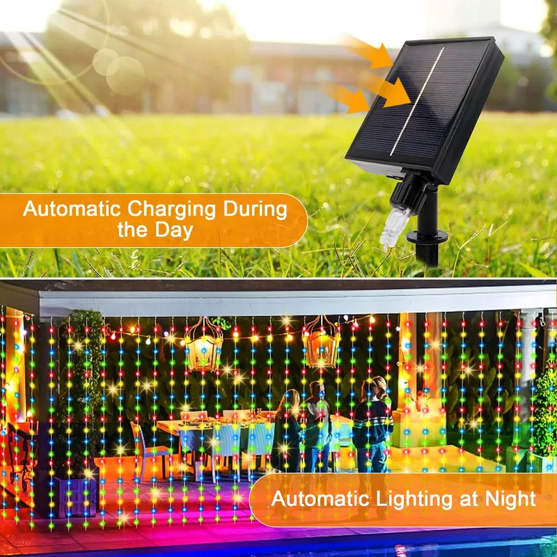 ACXILEXY Solar Lichtgordijn Buiten 3x3M 300 LED Afstandsbediening — foto 3