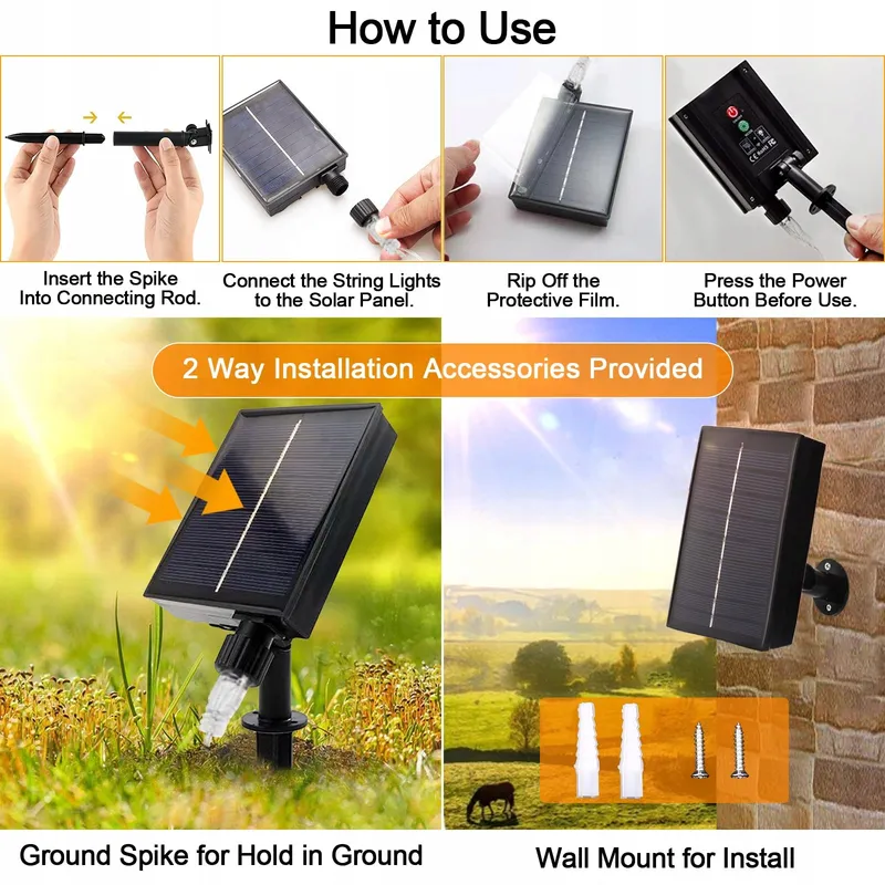 ACXILEXY Solar Lichtgordijn Buiten 3x3M 300 LED Afstandsbediening — foto 4