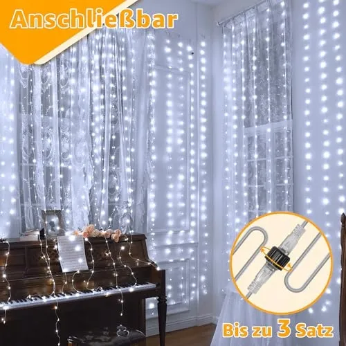 OLLNY Lichtgordijn Waterdicht 3x3m 300 LED — foto 4