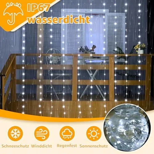OLLNY Lichtgordijn Waterdicht 3x3m 300 LED — foto 2