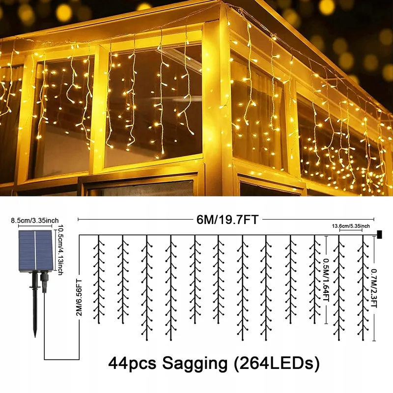 ACXILEXY Solar IJspegel Lichtgordijn 8M 264 LED Afstandsbediening — foto 6