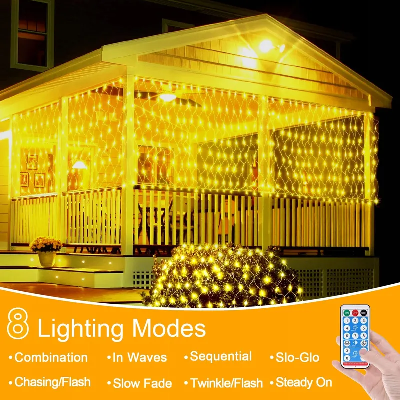 WOSKJXAS Solar LED Netverlichting Waterdicht 192 LED 2x3M — foto 4