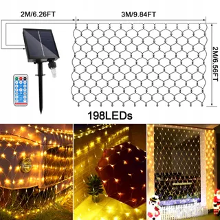 WOSKJXAS Solar LED Netverlichting Waterdicht 192 LED 2x3M — miniatuur 6