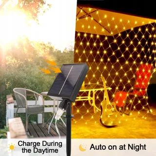 WOSKJXAS Solar LED Netverlichting Waterdicht 192 LED 2x3M — miniatuur 3