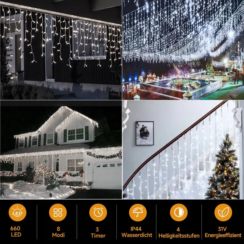 WOWDSGN LED IJspegel Lichtketting 15M 660 LED Timer IP44 — foto 2