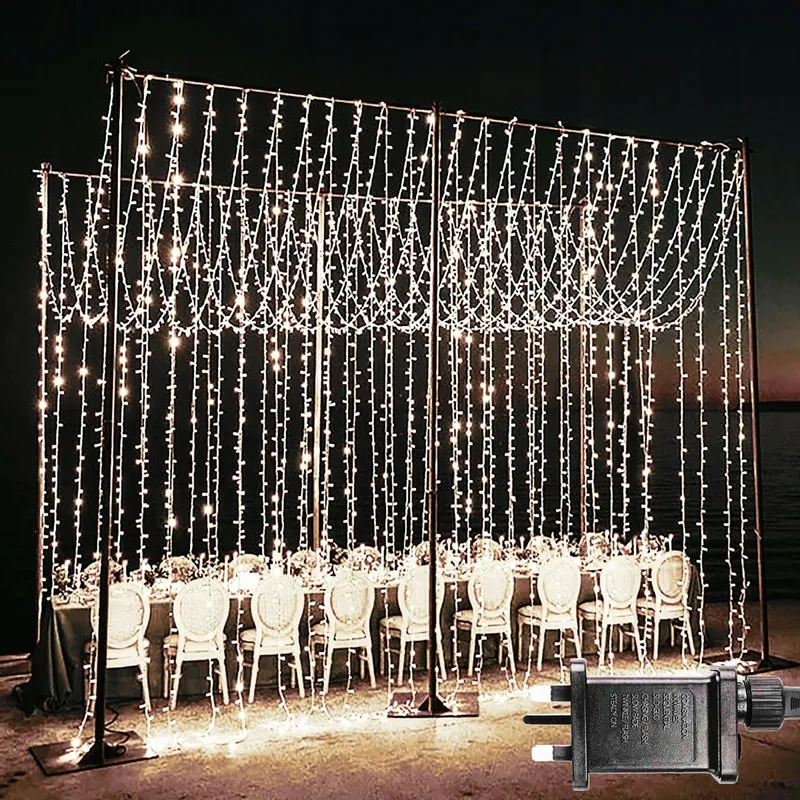 YOWIN 2 Stuks LED Lichtgordijn 6x3m 600 LED Waterdicht Wit — foto 1