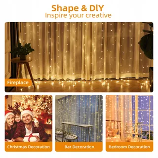 JSDOIN Lichtgordijn Decoratief 3,6x3m 360LED 8 Standen — miniatuur 6