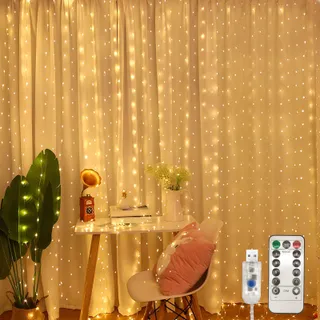 JSDOIN Lichtgordijn Decoratief 3,6x3m 360LED 8 Standen — miniatuur 1