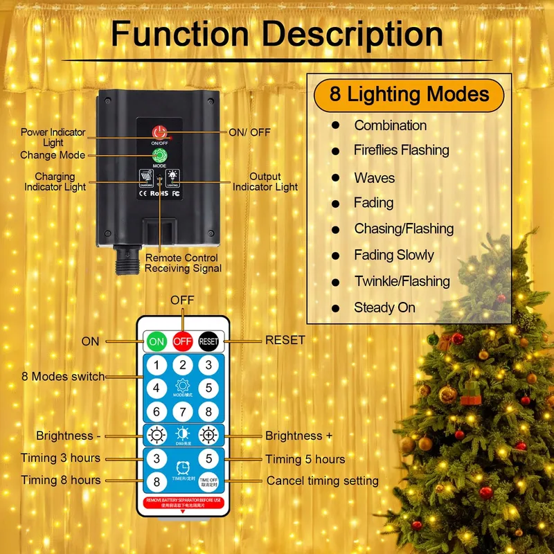 MICACORN Lichtgordijn Decoratief 3Mx3M 300LED — foto 4