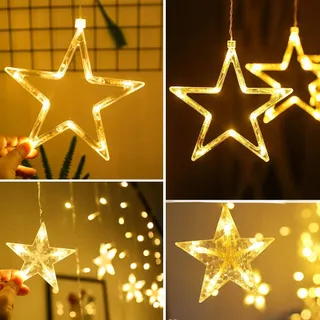 GLOBALINK Lichtgordijn met Sterren Decoratie 138LED — miniatuur 8