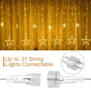 GLOBALINK Lichtgordijn met Sterren Decoratie 138LED — miniatuur 2