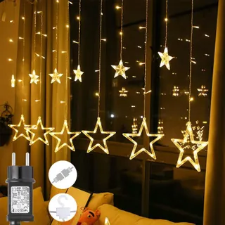 GLOBALINK Lichtgordijn met Sterren Decoratie 138LED — miniatuur 1