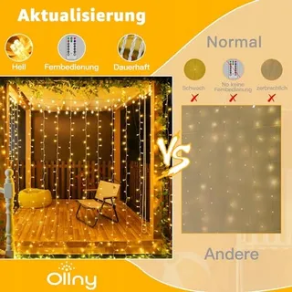 OLLNY Lichtgordijn met Afstandsbediening Dimbaar 3x3m 300 LED — miniatuur 2