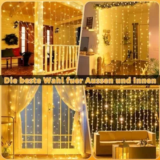 OLLNY Lichtgordijn met Afstandsbediening Dimbaar 3x3m 300 LED — miniatuur 7