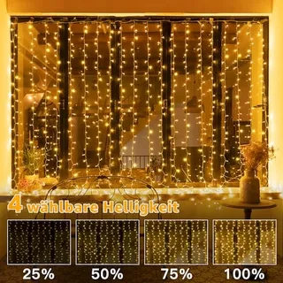 OLLNY Lichtgordijn met Afstandsbediening Dimbaar 3x3m 300 LED — miniatuur 5
