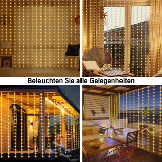 DBFAIRY LED Lichtgordijn 2x2M 200 LED Afstandsbediening Timer — miniatuur 7