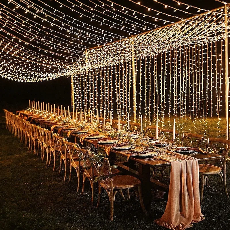 DEKOFUN Lichtgordijn 6x3m 600 LED IP65 Waterdicht Warmwit — foto 7
