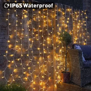 DEKOFUN Lichtgordijn 6x3m 600 LED IP65 Waterdicht Warmwit — miniatuur 6