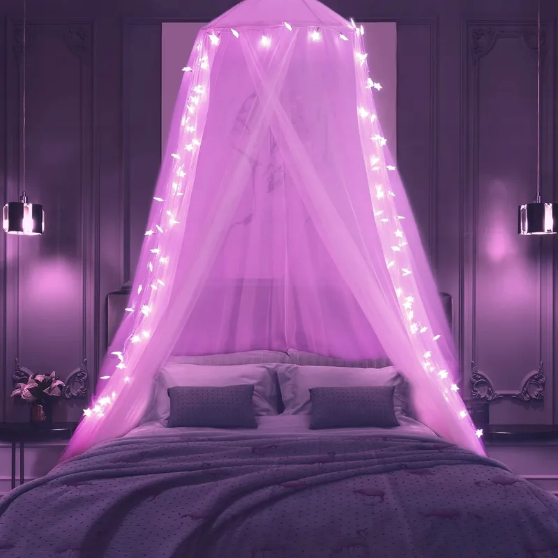 HEYCOLOR Bedhemel met Verlichting 100 LED Roze Meisjes — foto 1