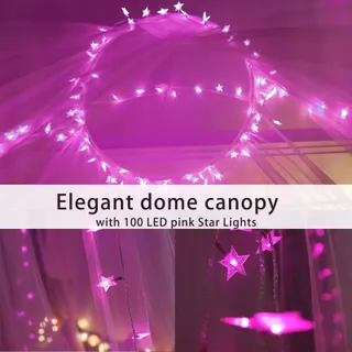 HEYCOLOR Bedhemel met Verlichting 100 LED Roze Meisjes — miniatuur 4