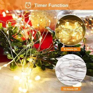LITOGO Lichtsnoer Batterij 6-Pack 5M 50 LED 8 Modi — miniatuur 3