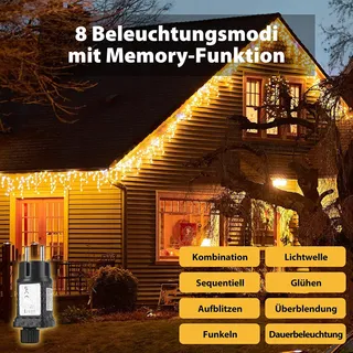 SALCAR LED Lichtgordijn 8M 200 LED Spatwaterdicht 8 Modi — miniatuur 4