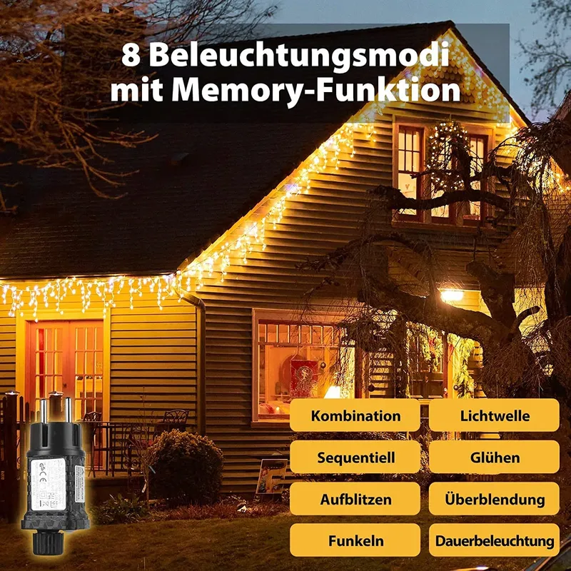 SALCAR LED Lichtgordijn 8M 200 LED Spatwaterdicht 8 Modi — foto 4